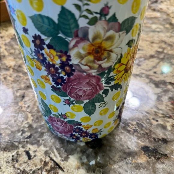 Vintage MacKenzie-Childs Yellow Polka Dot Floral Canister - Picture 5 of 9